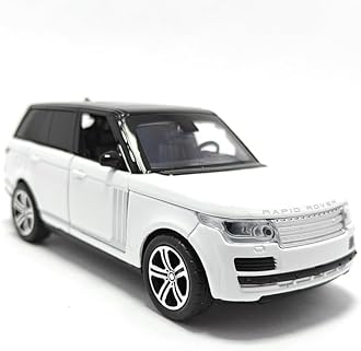 PINQUE Kids New Car 1:32 Range Rover Diecast Alloy Metal Pull Back Car with Openable Doors Music Sound and Light Vehicle Toy Car for Boys (White)