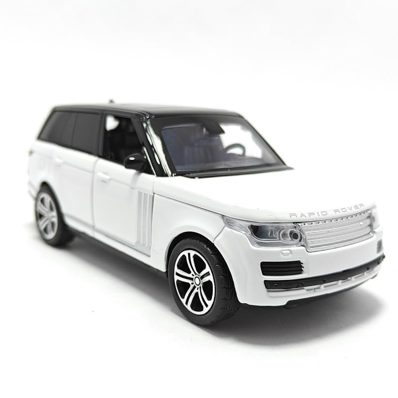 PINQUE Kids New Car 1:32 Range Rover Diecast Alloy Metal Pull Back Car with Openable Doors Music Sound and Light Vehicle Toy Car for Boys (White)