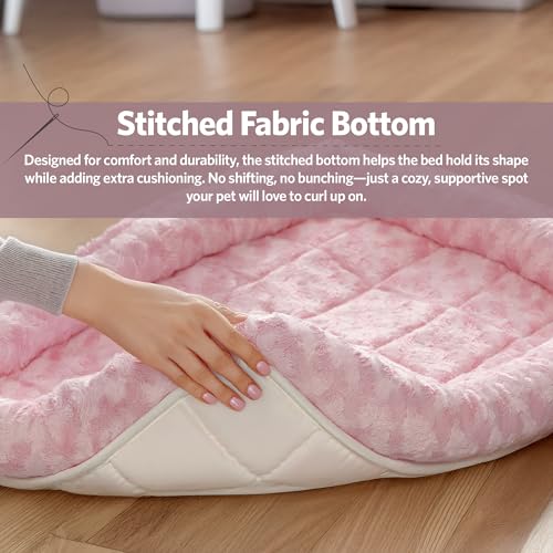 MidWest Homes for Pets - QuietTime Fashion XXS-Hundebett - Kunstfell-Randpolster in Rosa, ultraweich und maschinenwaschbar, für 46 cm große Käfige und Boxen, für kleine Hunde und Katzen