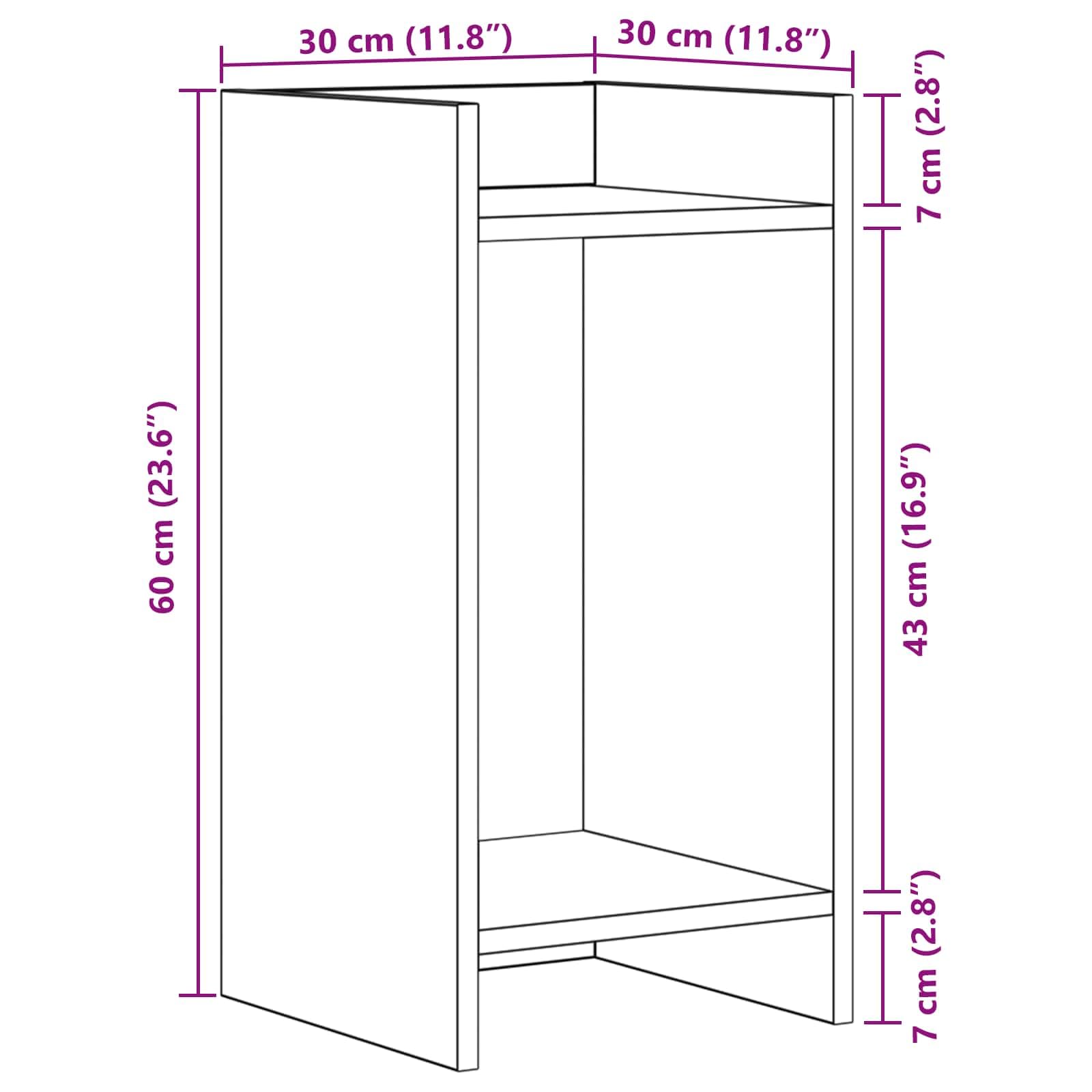 Pflanzenständer Artisan-Eiche Holzwerkstoff 30 x 30 x 60 cm mit 2 Regalen platzsparend für Zimmerpflanzen Blumentopf Dekoration Indoor und Balkon