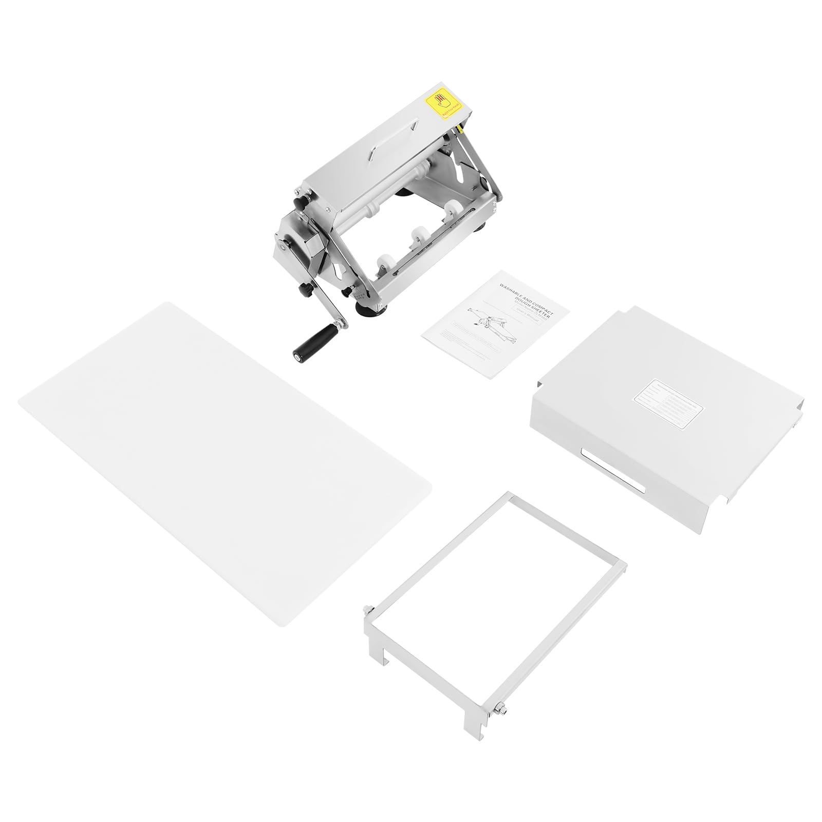 Teigausrollmaschine manuell Mit Einstellbarer Dicke Edelstahl Manuell Pizza Teigausroller Pizzateigroller Manuelle Teigstärke mit Stärkeeinstellung 0-25mm Edelstahl rutschfeste Füße