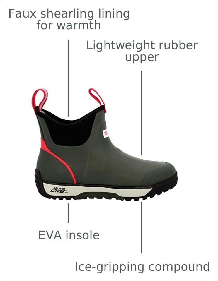 Image of XTRATUF 6 inch Women's Ice Fleece Lined Ankle Deck Boot - 100% Waterproof Rubber Footwear for Snow & Rain - Faux Shearling Lining - Slip-Resistant Outsole