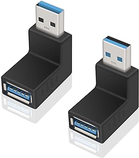Poyiccot USB 3.0 Adapter 90 Degree 2pack, Up Angle and Down Angle 90 Degree USB 3.0 Type A Male to Female Adapter USB 3.0 Angle Coupler Adapters (USB 3.0 up Down)