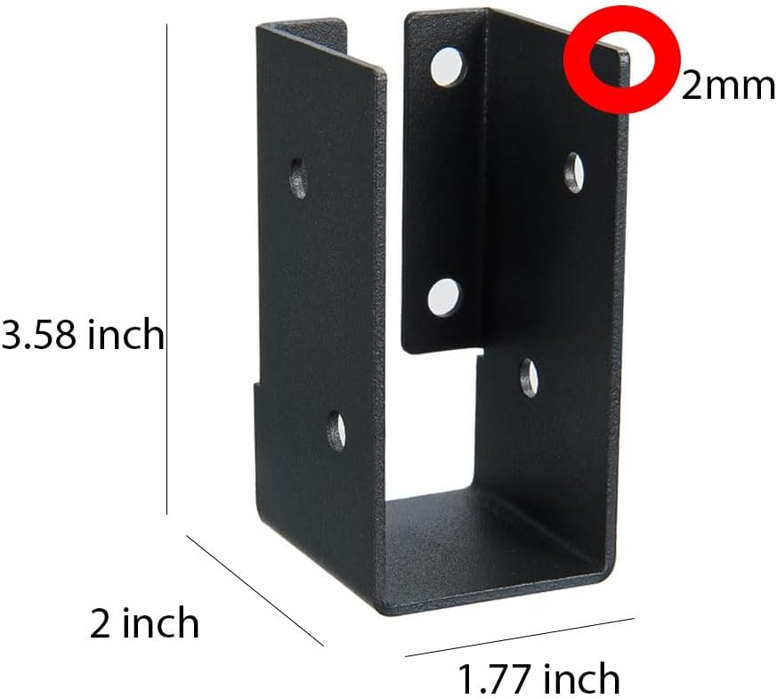 Concealed Joist Hanger，Brackets for Beam, Swing, Railing, Fence, Powder-Coated Steel (4Pcs)