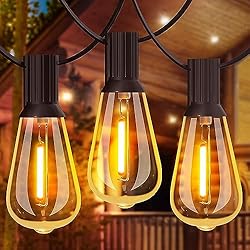 GLUROO Guirnaldas Luces Exterior, 18.2 Metros ST38 Guirnaldas Luminosas de Exterior con 31 LED Bombillas, 2200K blanco cálido,Impermeable Cadena de Luz para Jardín, Patio, Navidad
