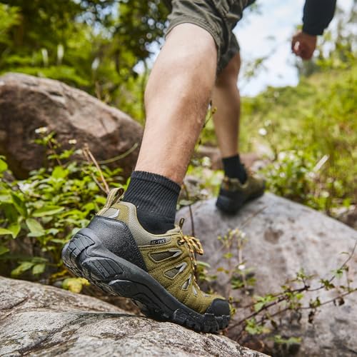 Image of SHULOOK Men's Waterproof Hiking Shoes Lightweight Anti Slip Outdoor Ankle Boots Breathable Hike Trekking Trails Shoe