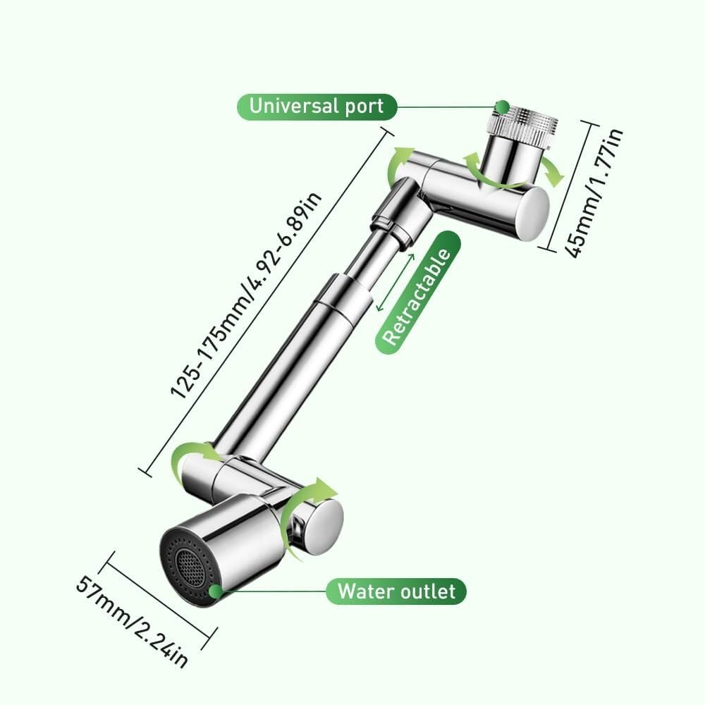 Obrotowy adapter ramienia robota do kranu, 2 tryby natrysku, uniwersalny obrotowy przedłużacz kuchenny do węża zlewozmywakowego (zestaw 2 sztuk)