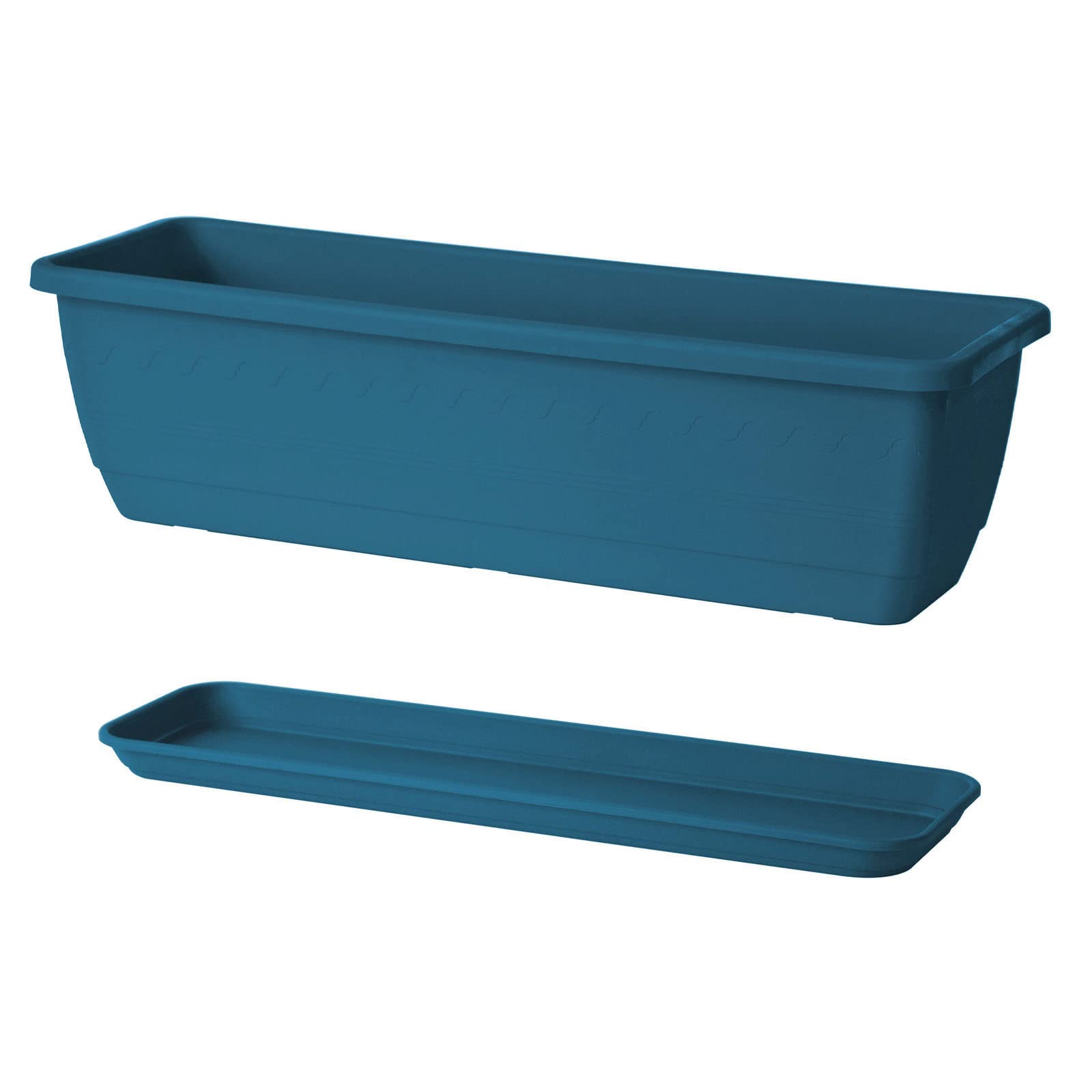 Euro3plast Inis Blumenkasten mit Untersetzer 60 cm lang aus Kunststoff in  Petrol-Blau: Amazon.de: Garten