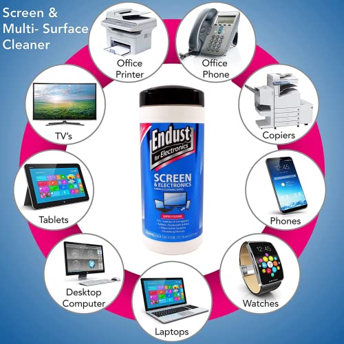 Endust for Electronics; Screen & Surface Cleaning Wipes, Great LCD and