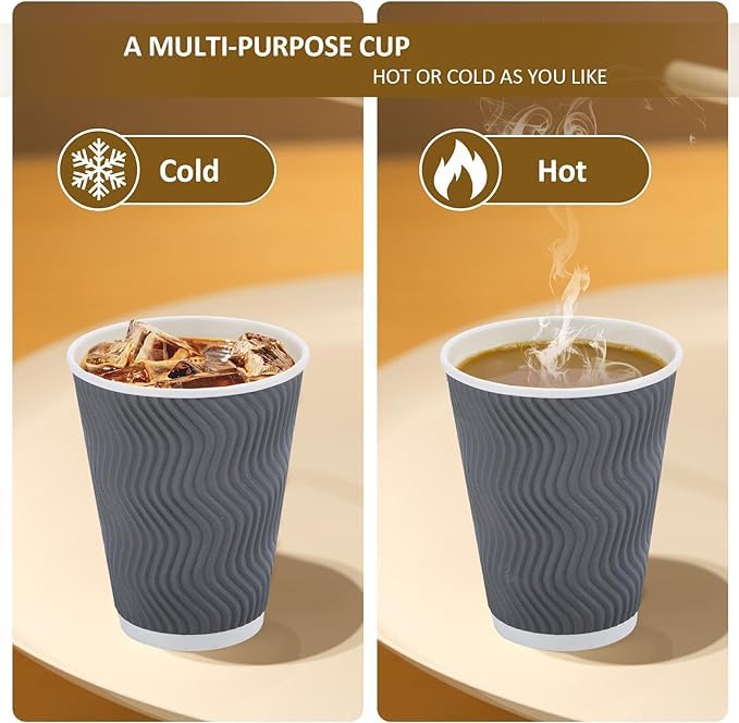 Sowoc 50 Pack - 16 oz Insulated Disposable Coffee Cups with Lids and ...