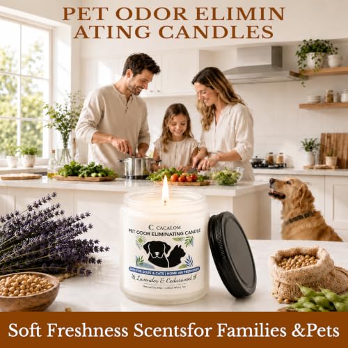 Image of Pet Odor Eliminating Candle, Lavender & Cedarwood, Soy Wax, 7oz | Helps Eliminates 95% Pet Odors, 50Hr Burn, Pet Friendly Candles, Perfect for Living Rooms & Pet Zones, Gift for Pet Owners