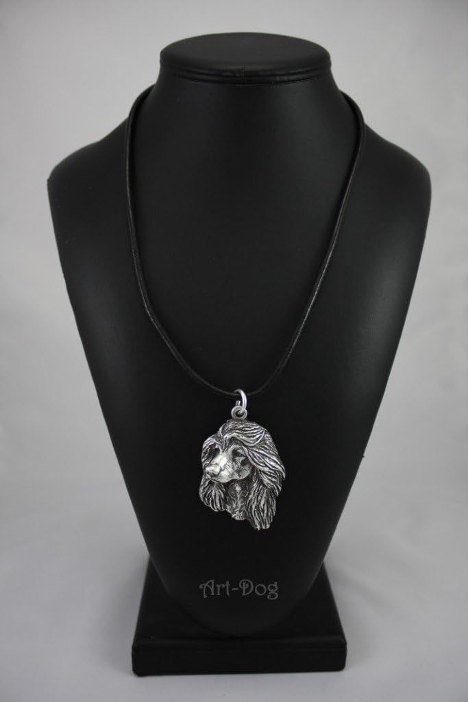 Art-Dog Silver-Plated Dog Pendant on a Leather Strap - Dog Necklace from ArtDog Collection – Silver Dog Necklaces for Men and Women – Dog Breeds Jewelry – Afghan Hound I