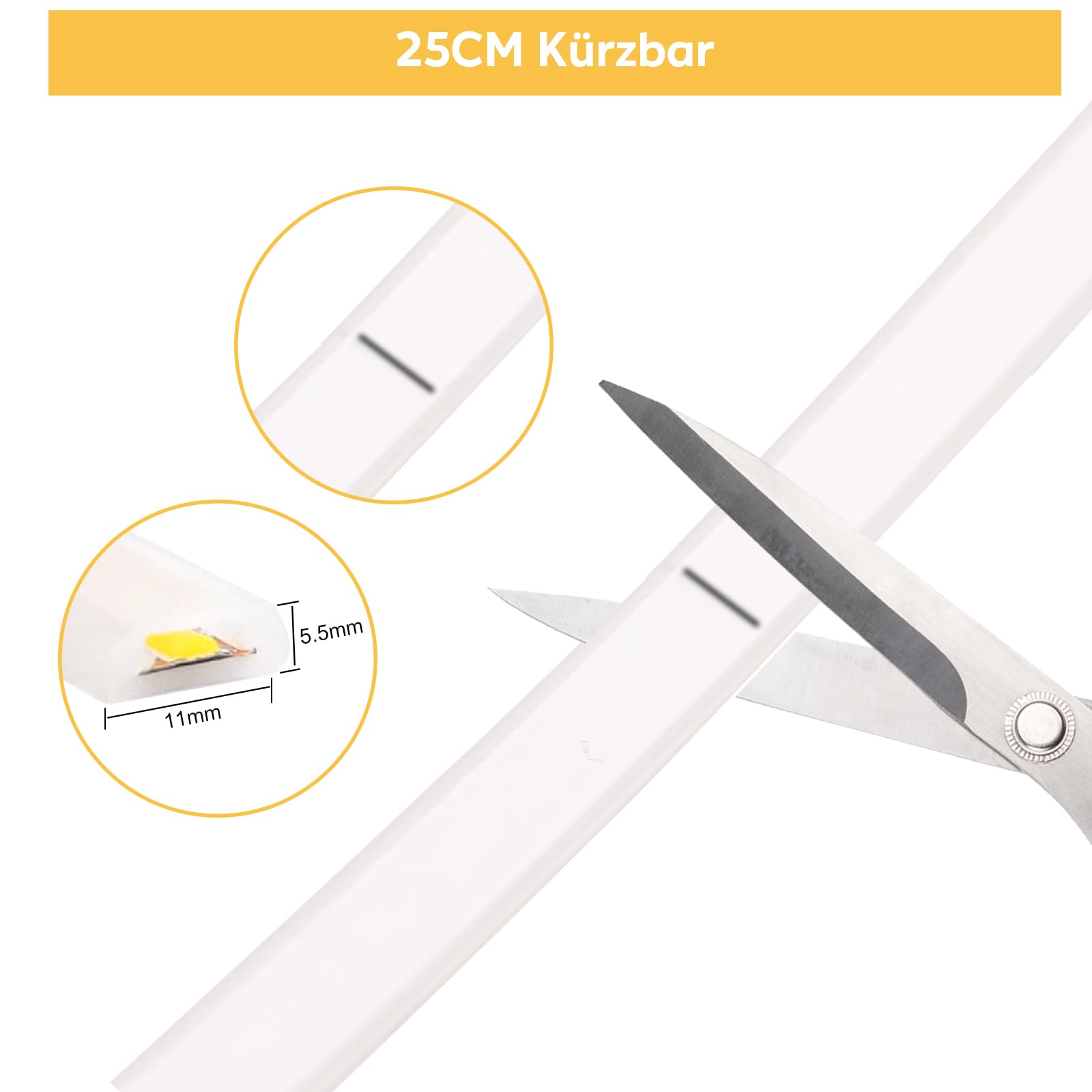 pcning IP67 Impermeabile Strip LED COB 220V 5M Flessibile Striscia Bianco Caldo 3000K, Strisce LED 220 Volt da Esterno 5 Metri (Bianco Caldo, 5M)