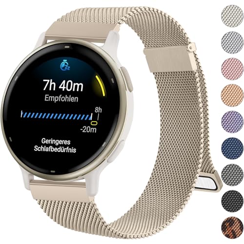 Oumida Garmin Bracelet de 20 mm pour Garmin Vivoactive 5/Vivoactive 3, Venu 2 Plus/Venu Sq 2/Venu Sq/Sq Music, Vivomove Serie, Forerunner 55/245/645 en métal,...