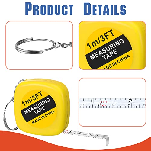 Macarrie MACARRIE-TAPE-65 80 Pcs Small Tape Measure Keychains 3 Ft/ 1 M Functional Mini Retractable Measuring Tape thumb #2