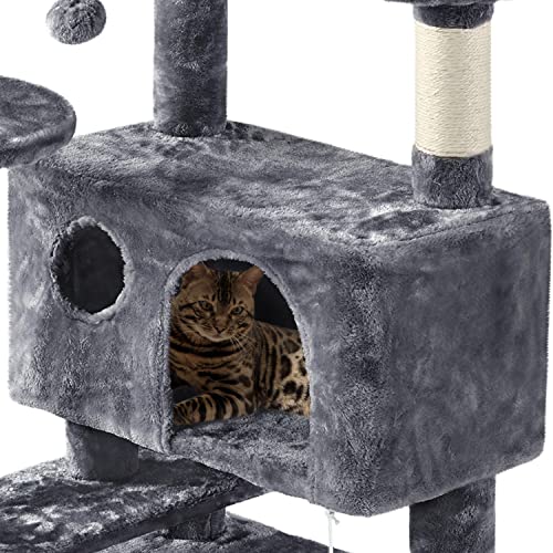 image for Yaheetech Cat Tree Tower, Multi-Level Large Plush Condo Cat Furniture 
