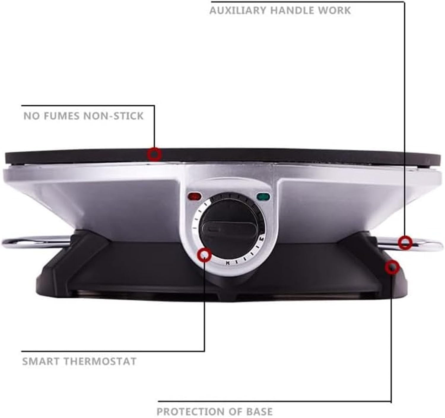 Crepera Eléctrica Multifunción de 1200 W Plancha Para Panqueques Acero Inoxidable 13 Pulgadas con Placa Caliente Estilo Sartén Antiadherente Crepes Dial Temperatura Ajustable 3 Velocidades