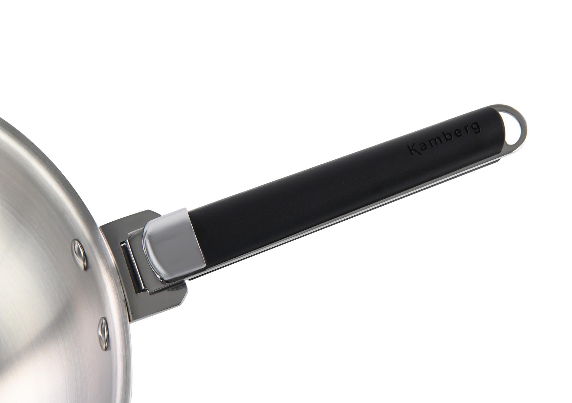 Kamberg - Wok inox 24 cm manche amovible - Acier inoxydable 18/10 Triply - Tous feux dont induction et four, Gris