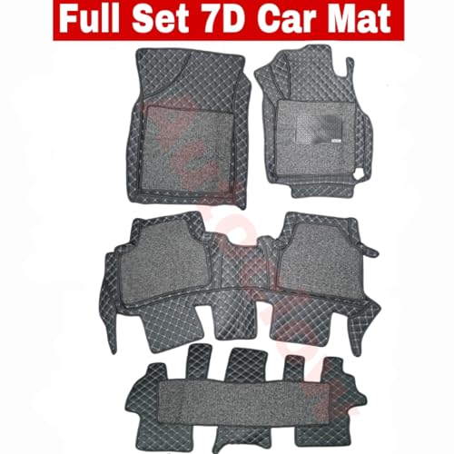Image of Autoclow /Premium 7D Car Mat for Mahindra Xuv 500 (7-Seater) || Luxury Leather Dual-Stitch 7D Car Mat Full Set || 100% Waterproof || Color : Silver Stitch-Silver Grass (Design-1)