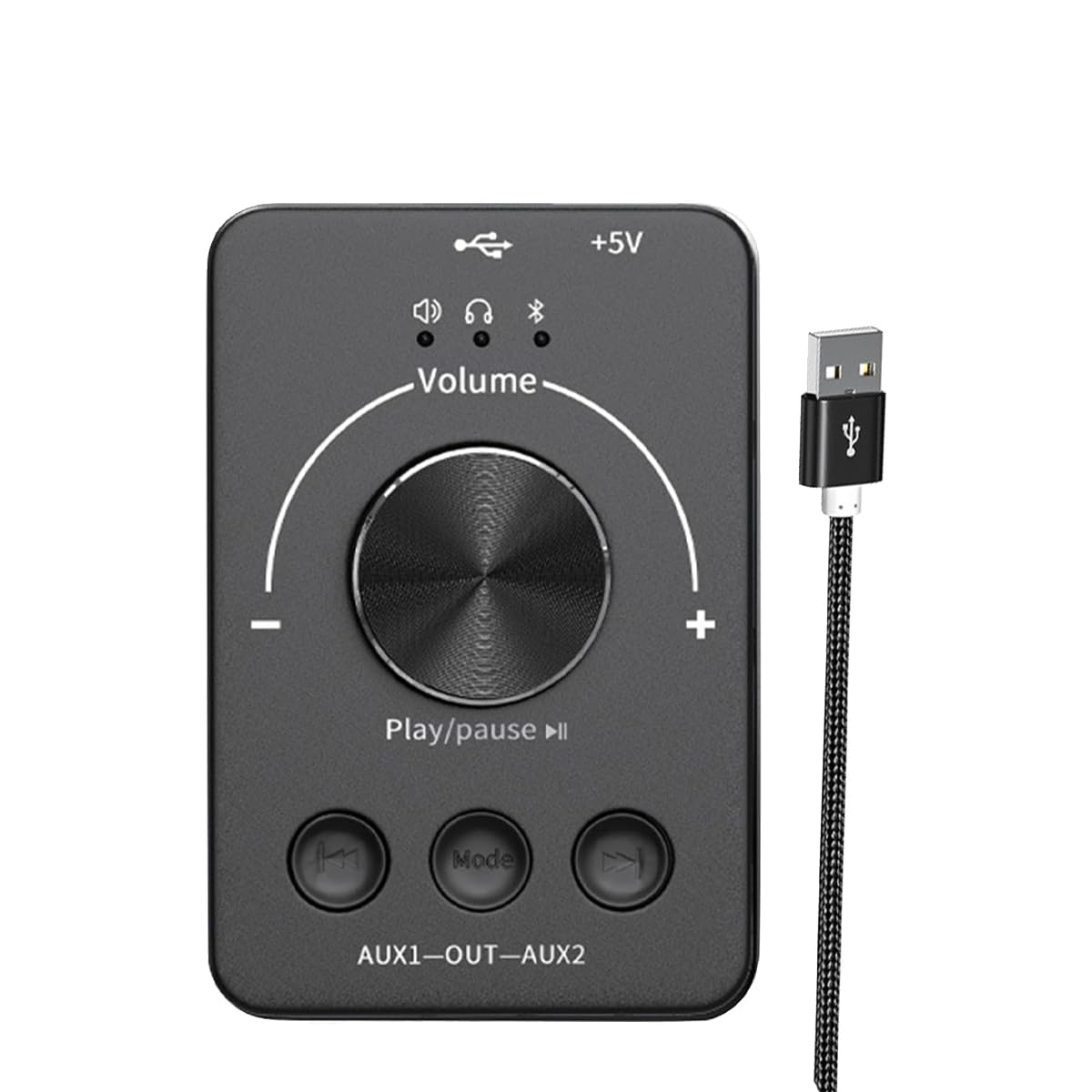 Controller volume USB Ricevitore Bluetooth Commutatore audio da 3,5 mm Supporto U stick Manopola di controllo multimediale