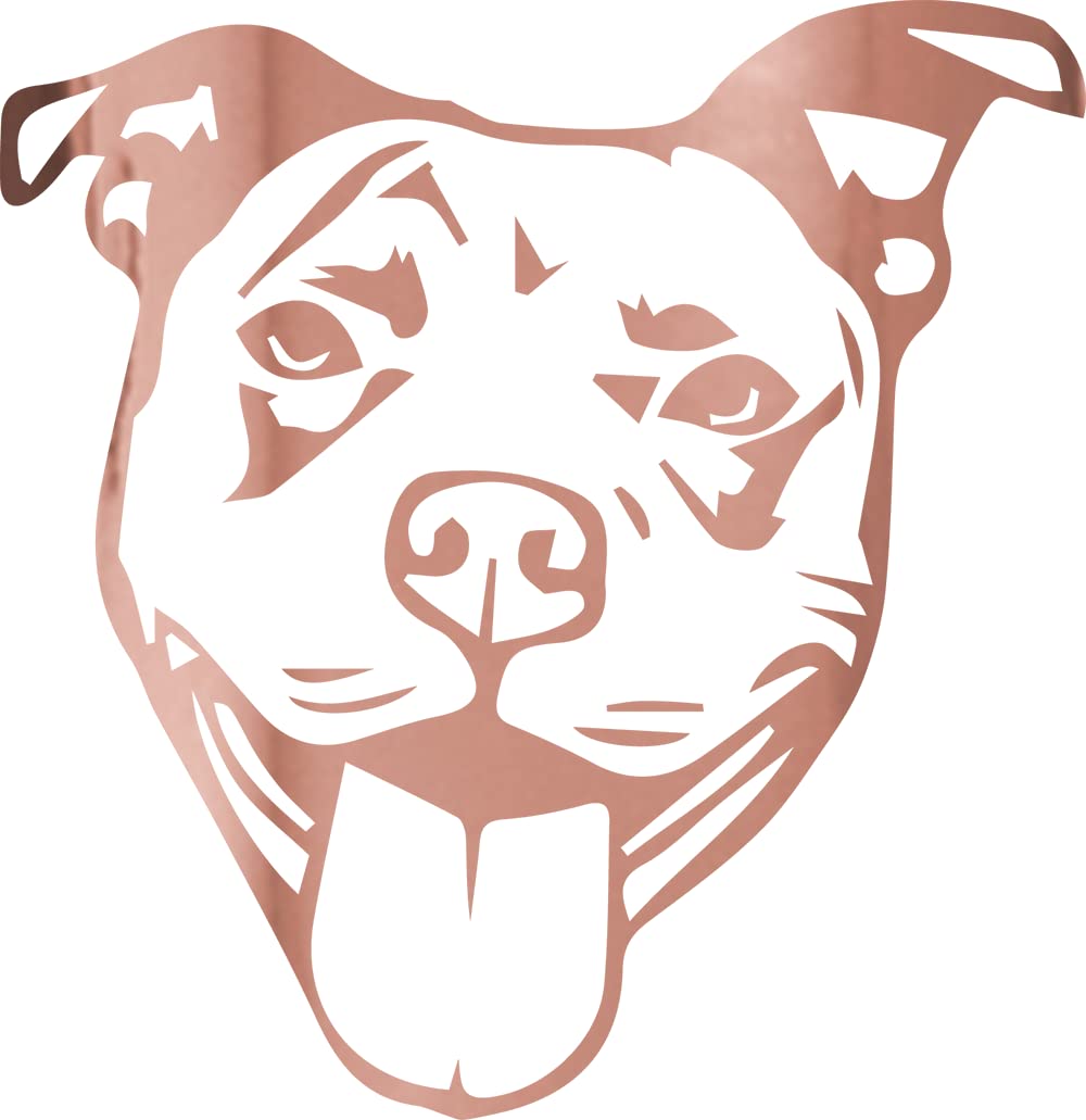 Pitbull Face Stencil 1 (Rose Gold) (Set Of 2) Premium Waterproof Vinyl Decal Stickers for Laptop Phone Accessory Helmet Car Window Bumper Mug Tuber Cup Door Wall Decoration