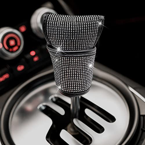 Sosolong Car Gear Shift Knob Cover,Rhinestone Push To Start Button Cover For Car，Bling Car Accessories For Women,Fit For Most Auto #TOP2