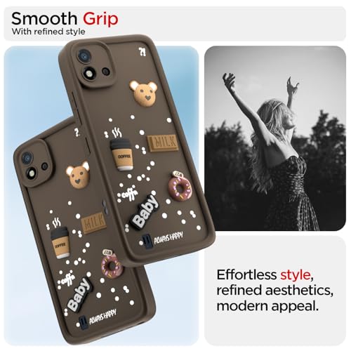 Image of Pikkme Back Cover for Realme C20 | Cute Fun Cartoon 3D Bear Silicone Full Body Protection Bumper Case (Brown)