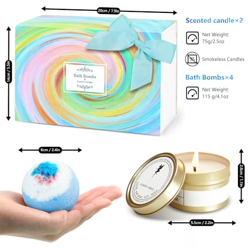 LASENTEUR Bath Bombs and Scented Candles Set Fizzy Bubbles Spa Bath Gifts for Her, Mothers Day Gifts, Candles Gifts for Women, Birthday Gifts to Relax and Moisturize Skin - Image 4
