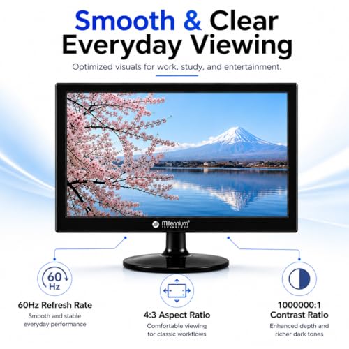 Image of 15.6 Inch HD Led Dispaly Monitor Led Monitor with VGA HDMI Ports | Wall Mountable | 16.7M Colors 5ms Response Time Slim Design (15.6, Inches)