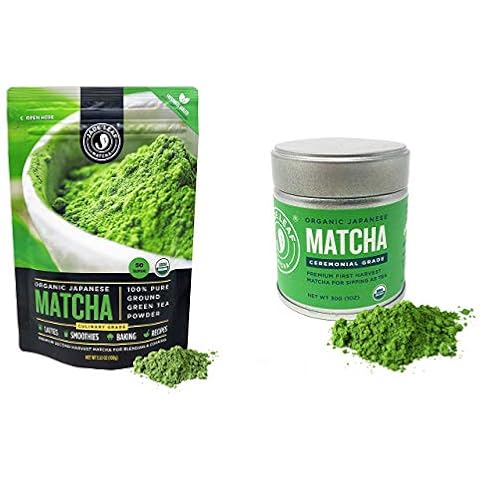 Jade Leaf Matcha Culinary + Ceremonial Matcha Bundle - Organic Matcha Green Tea Powder Culinary Pouch (100g) and Ceremonial Tin (30g) Cover