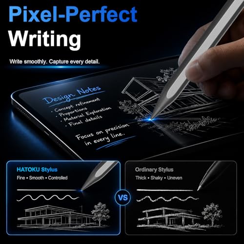 Image of HATOKU Stylus Pen for Apple iPad 2018-2026 for Note-Taking Drawing Black | 15Min Fast Charge iPad Pencil with High Precision, Tilt Sensitivity, Palm Rejection on iPad 6-11 /Air /Pro /Mini, No Pairing