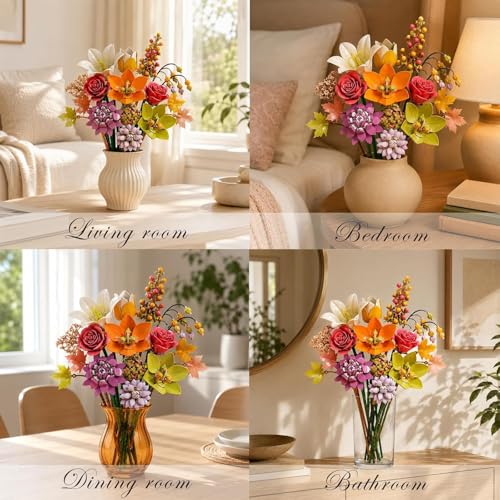 Image of SKY LINE OCEAN Bouquet Flower Building Blocks Set (813+ PCS) | Artificial Floral Arrangement DIY Model Kit | Botanical Home & Office Decor Gift | 5 Year Structural Warranty