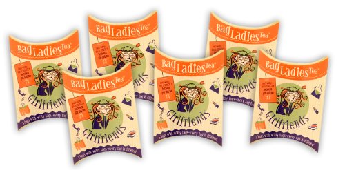 Bag Ladies Tea Presents Girlfriends Tea Pouch - Each Pouch Contains 5 Teabags Individually Tagged with 5 Different Witty and Thoughtful Quotes, Made with Fine English Breakfast Tea.