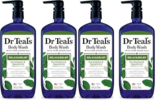 Dr Teal's Body Wash with Pure Epsom Salt, Relax & Relief with Eucalyptus & Spearmint, 24 fl oz (Pack of 4) - image 1