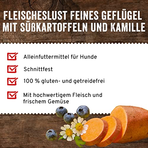 Fleischeslust Feines Geflügel mit Karotten, Süßkartoffel und Kamille Wurst (1 x 800 Gramm)