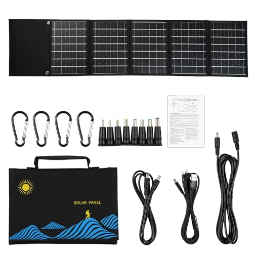 5-Fold 40W Solar Panel Folding Bag Dual USB+DC Output Solar Charger Portable Foldable Solar Charging Device Outdoor Portable Power Supply for Outdoor Hiking Climbing Camping Picnic