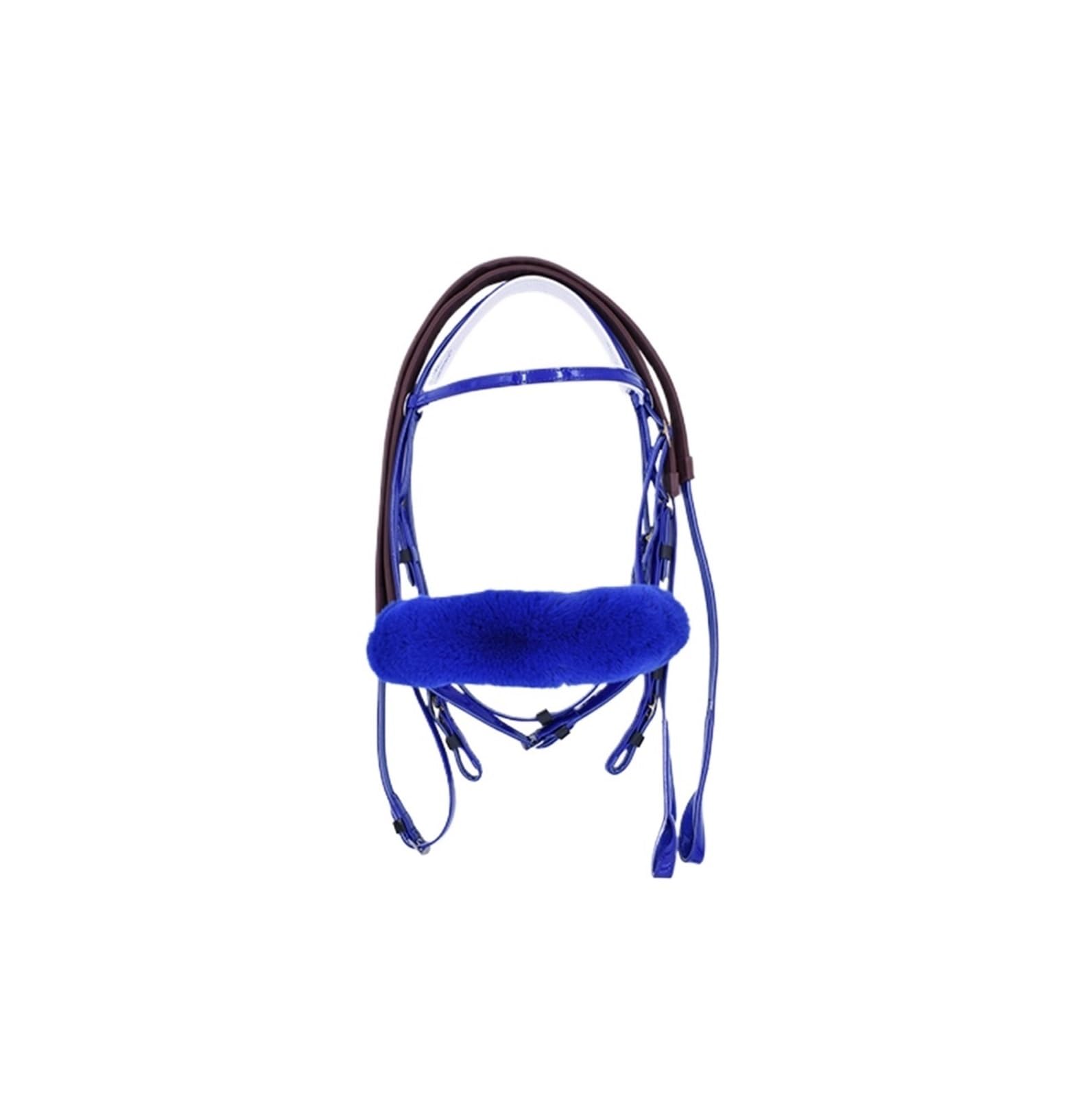Briglia Imbottita in Pelle Rading for Cavalli con Fibbia. Include redini in Tela con Fermi a Mano in Pelle per Cavalli(Blue)