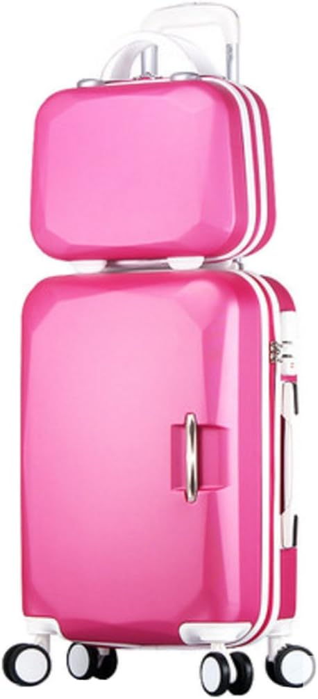 Songren Unisex Travel Luggage with Cosmetic Bag 2PCS Set ABS Suitcase Sets - 22 Inch Roseo