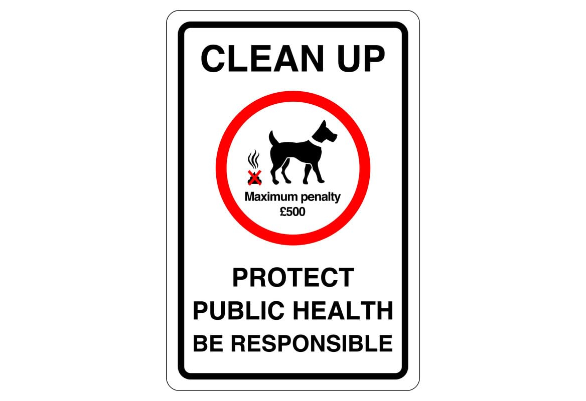 Safety First Display Ltd White No Dog Fouling Sign : Maximum Penalty £500" - High Tack Self-Adhesive Sticker (300Mm X 200Mm) Viewing Distance Within 7M.