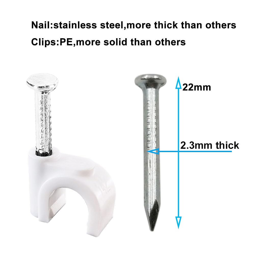 Cable Clips - 200 White Cable Staples -2