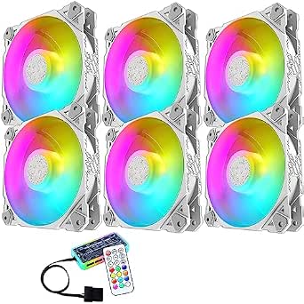 6 led rgb fans 120 mm white with aura sync remote