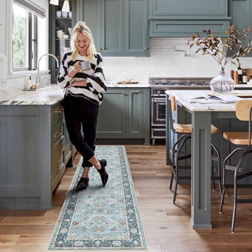 YOUFORTONG 2x7 Runner Rus for Hallways Soft Kitchen Rug Non Slip Rug Runner with Rubber Backing for Bathroom Washable Non Shedding Farmhouse Runner Rug (Green, 2X7)
