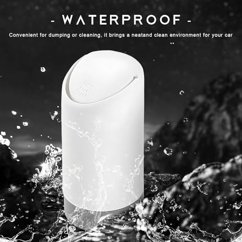 Image of 2PCS Mini Car Trash Can with Lid, Portable Silicone Auto Garbage Container for Cup Holder, Multipurpose Trash Bin for Car Home Office, Waterproof Leakproof Small Vehicle Trash Can (Black+White)