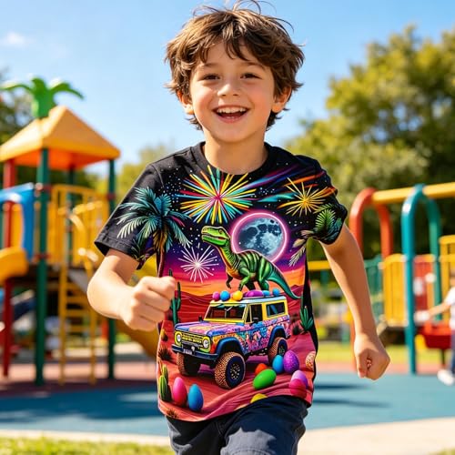 Image of Hgvoetty Boys Girls Graphic T-Shirts Kid 3D Casual Tops Tees for 6-16 Years | Youth Novelty Shirts, Bright Eye-Catching Design, Lightweight and Soft Material, Suit for Daily Sport, Party and School Wear