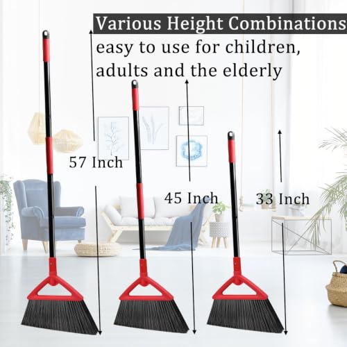 Image of Heavy Duty Red Angle Broom with Long Handle - 4 Pack