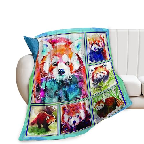 Red Panda Blanket Colorful Lesser Panda Blankets Gifts for Girls Woman Boys Kids Bear Lover Throw Blanket Soft Warm Fleece Flannel Plush Blankets for Bed Sofa Couch 40