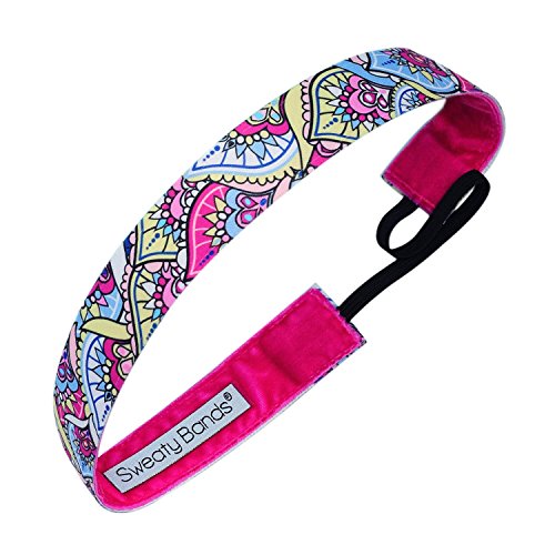 Sweaty Bands Diadema deportiva antideslizante con forro de terciopelo para mujer y niña, color fucsia