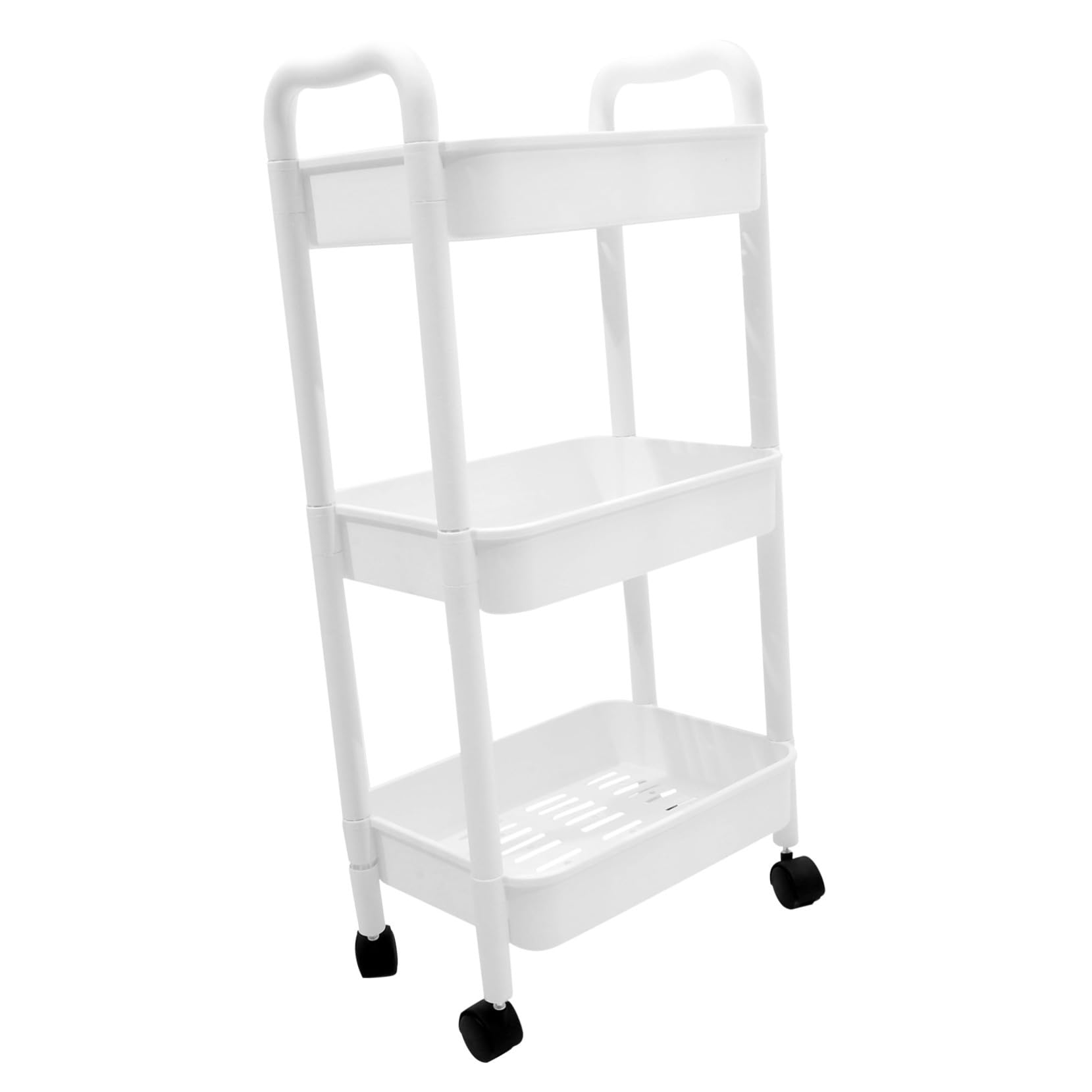 Carrello Multiuso con Ruote in PP Resistente Scaffali Multipli per Cucina Ufficio Bagno Mobiletto Organizzatore Compatto e Versatile
