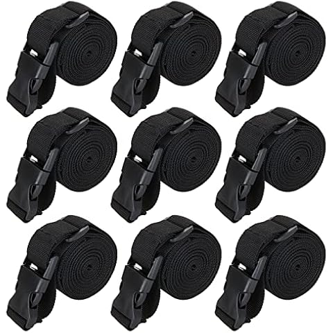 LIVTE 12 Pcs Utility Straps with Buckle Quick-Release Adjustable Nylon Straps, Black Cover