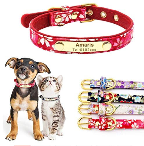 Billionaire asia Newest Customized Dogs Collars for Pet Dog Tag Collar Custom Puppy Cat Personalized Nameplate ID Collars for Dogs Engraved Tag Name 30 (XS, Pink)